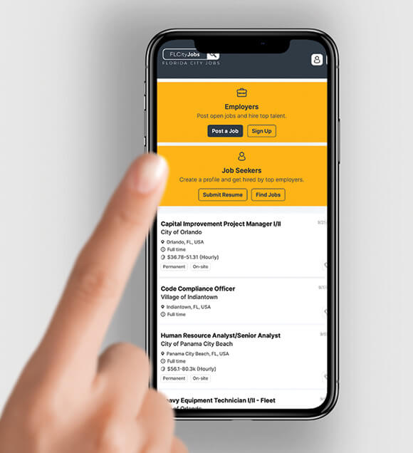 Florida City Jobs - Person Using Website on Phone