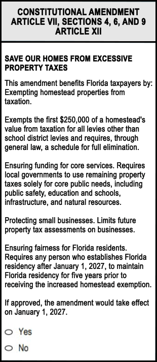 a mockup image of amendment 3, showing the ballot title and ballot summary text